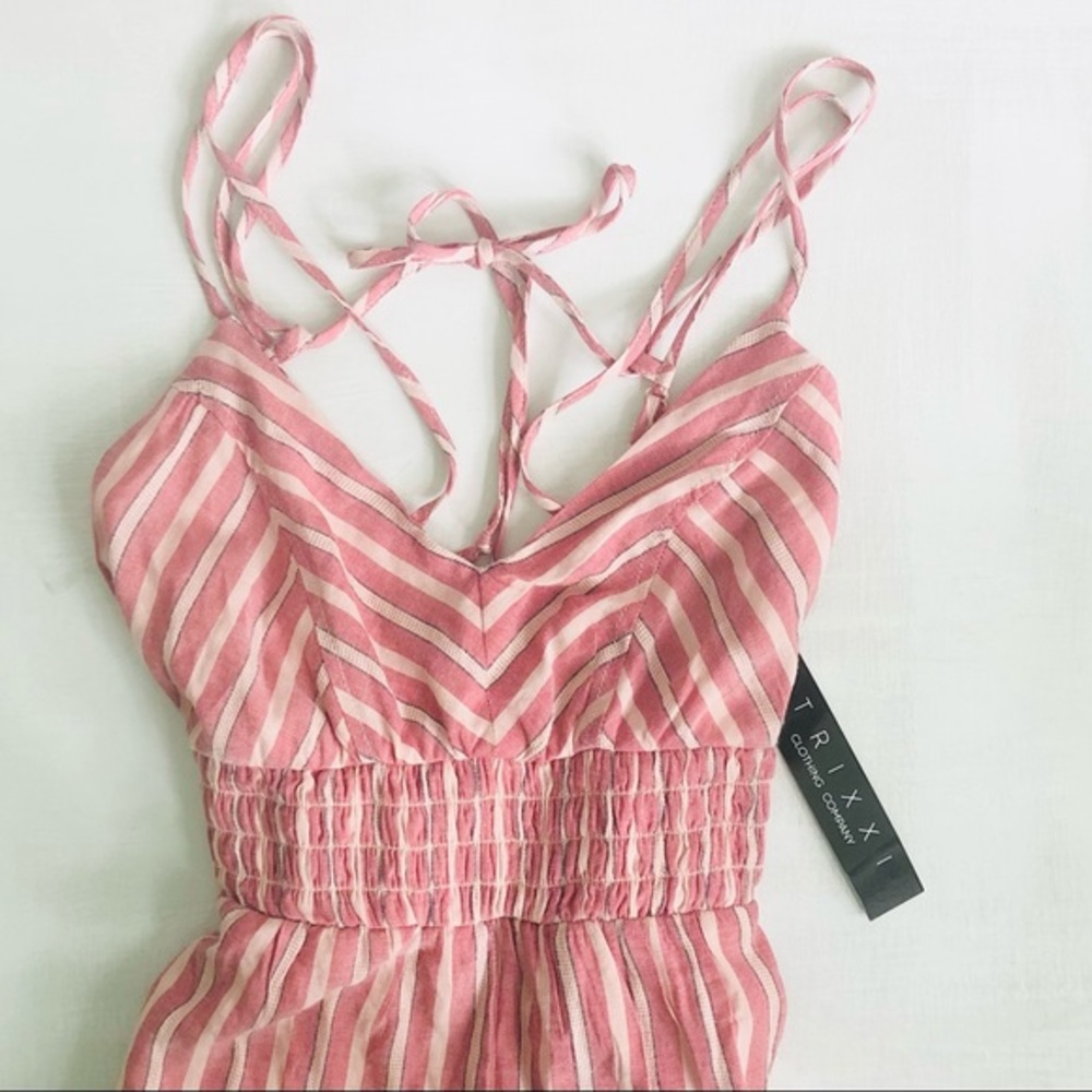 [trixxi] Stripe Cross-Tie Smocked Waist Romper NWT